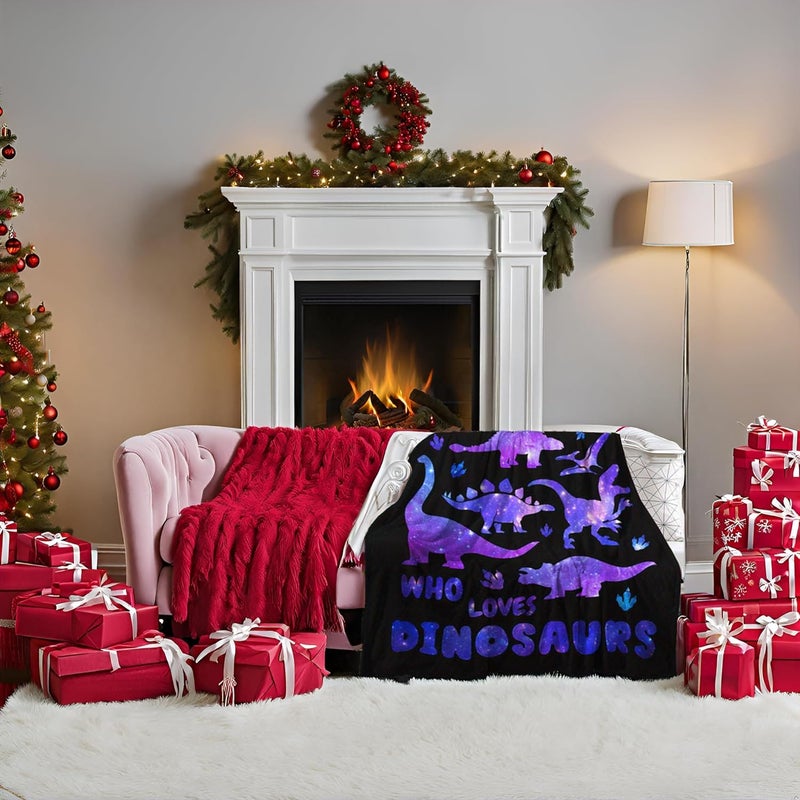 Levens Dinosaur Blanket Gifts for Girls Kids Women Plush Just A Girl Who Loves Dinosaurs Soft Throw Dino Sheet Jurassic Animal Lovers Gifts Lightweight Flannel Blankets for Couch Bed 60"x50" - Image 3